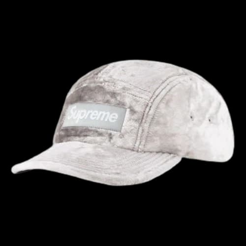 Supreme Crushed Velvet Camp Cap 'White Silver'