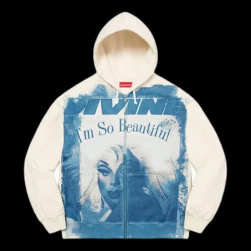 Supreme Divine Zip Up Hooded Sweatshirt 'White Blue'