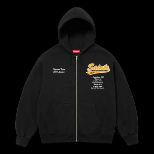 Supreme Salvation Zip Up Hooded Sweatshirt 'Black White Yellow'