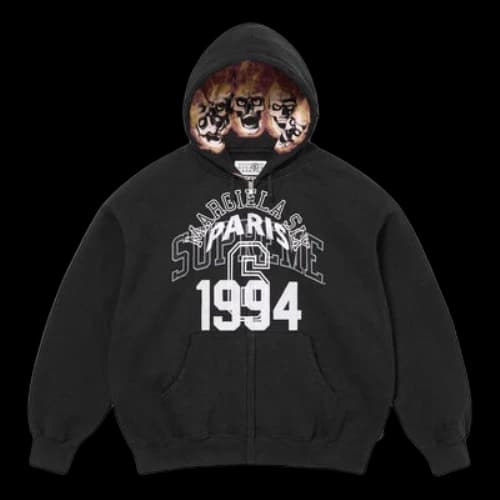 Supreme x MM6 Maison Margiela Zip Up Hooded Sweatshirt 'Black White'