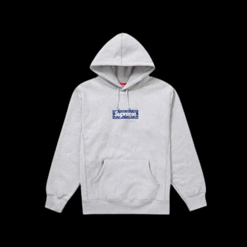 Supreme Bandana Box Logo Hooded Sweatshirt Heather Grey