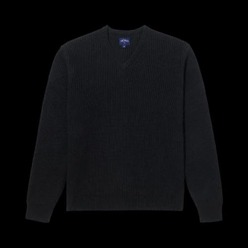 Noah V-Neck Shaker Stitch Sweater 'Black'