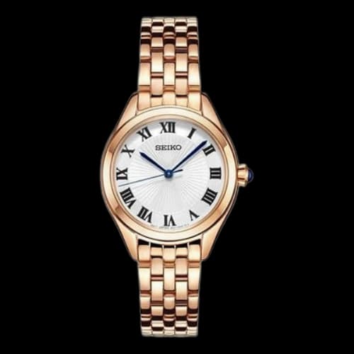 SEIKO Fashion Blue White Dial Rose Gold Strap 5 Waterproof Quartz Watch