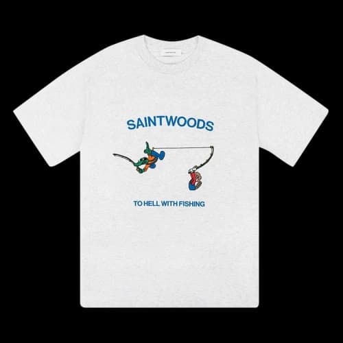 Saintwoods x The Webster To Hell With Fishing T-Shirt 'Ash Grey'