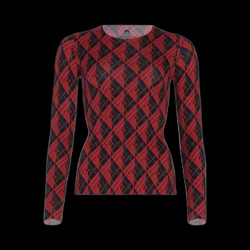 Marine Serre Royal Moon Carreaux Top 'Red'