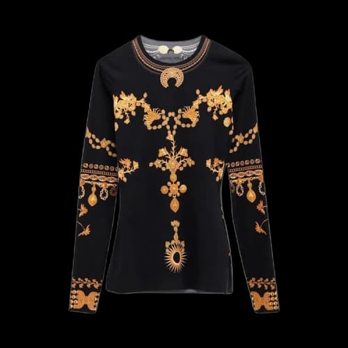 Marine Serre Ornament Moon Top 'Black'