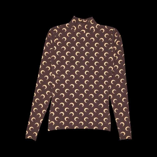 Marine Serre Crescent Moon-Print Turtleneck Top 'Brown'