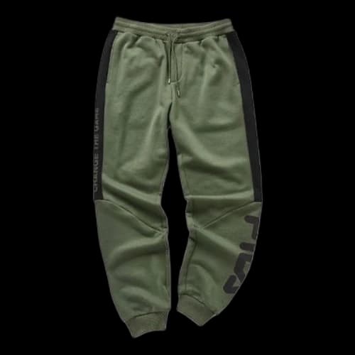 FILA FUSION Contrast Color Stitching Asymmetric Large Logo Sports Pants Green