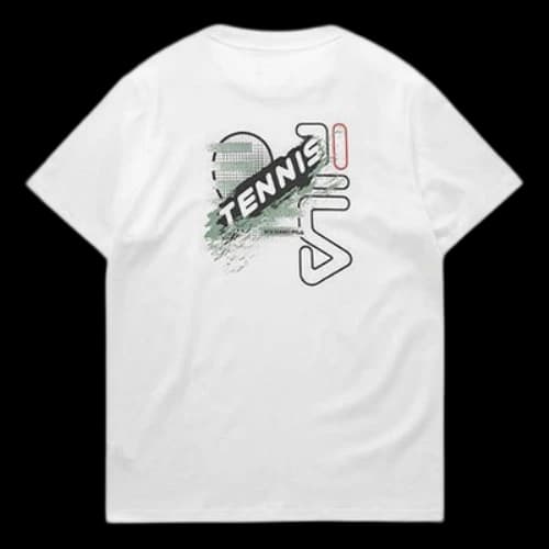 FILA FUSION Alphabet Printing Round Neck Sports Short Sleeve White