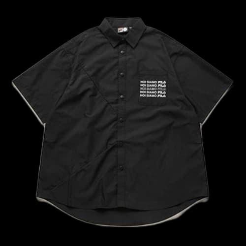 FILA FUSION Loose Woven Short Sleeve Shirt Black