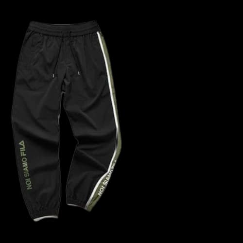 FILA FUSION Contrast Color Stitching Zipper Pocket Sports Pants Black