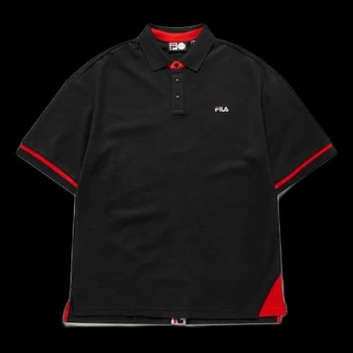 FILA FUSION Alphabet Logo Printing Short Sleeve Polo Shirt Black