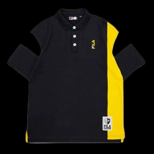 FILA FUSION Contrast Color Stitching Sports Short Sleeve POLO Black