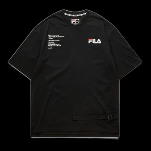 FILA FUSION Alphabet Logo Printing Knit Short Sleeve Black