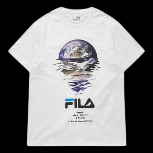 FILA FUSION X Staple Pattern Logo Printing Short Sleeve White