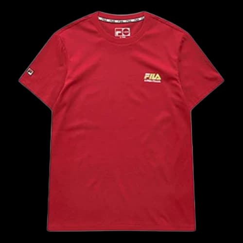 Fila Yellow logo Short Sleeve Red T-Shirt