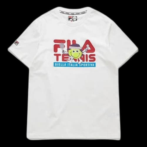 FILA FUSION Knit LOGO Short Sleeve White T-Shirt