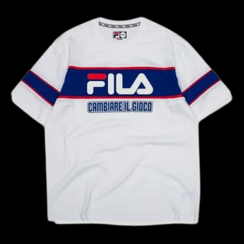 FILA FUSION Alphabet Printing Round Neck Sports Short Sleeve White