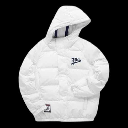 FILA FUSION Logo Print Down Jacket 'White Black'