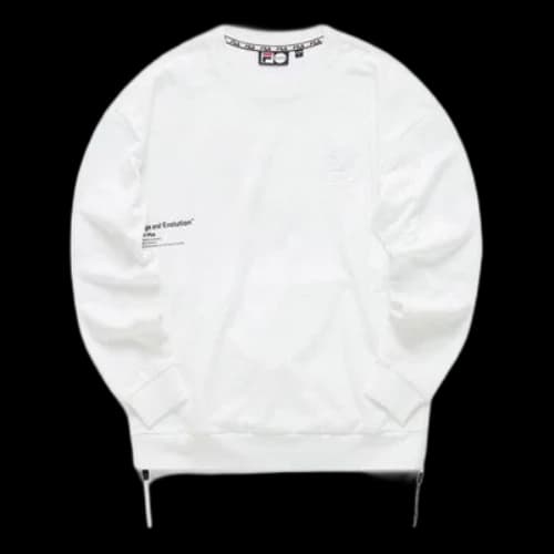 FILA MENS Sports Casual Printed Embroidered Crew Neck White