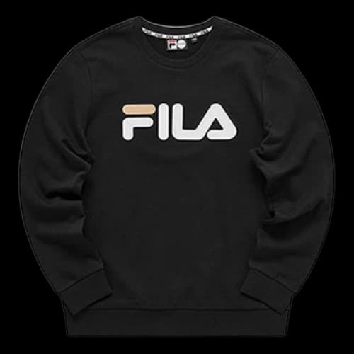 Fila FUSION Pattern Printing Round Neck Pullover Couple Style Black