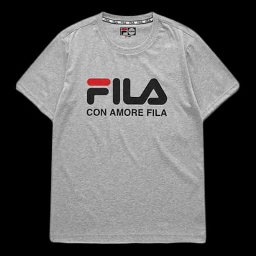 FILA FUSION Logo Printing Sports Round Neck Short Sleeve Gray