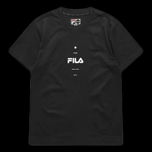 FILA FUSION Logo Printing Round Neck Short Sleeve Black