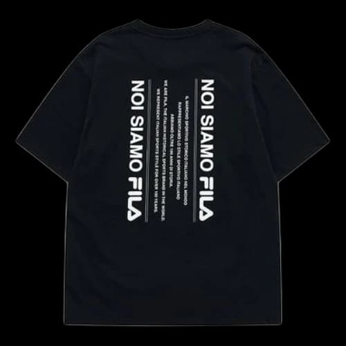 FILA FUSION Alphabet Printing Sports Loose Round Neck Short Sleeve Black