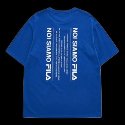 FILA FUSION Alphabet logo Printing Sports Loose Round Neck Short Sleeve Ocean Blue