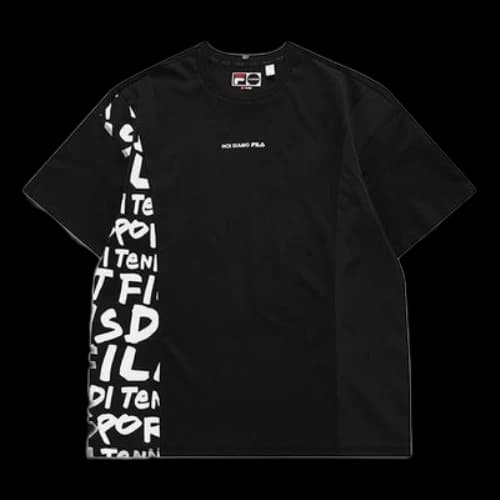 FILA FUSION Casual Sports Loose Alphabet Printing Short Sleeve Black