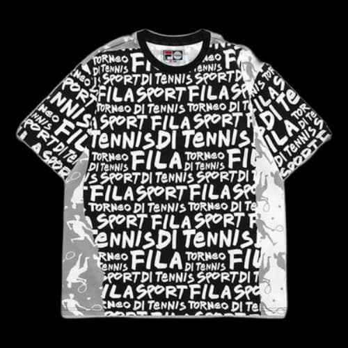 FILA FUSION Alphabet Full Print Sports Short Sleeve Black
