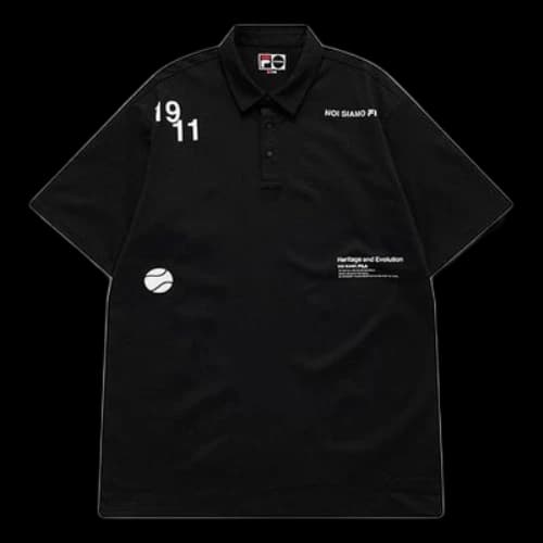 FILA FUSION Casual Sports Breathable lapel Short Sleeve Polo Shirt Black