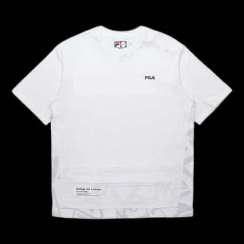FILA MENS Fusion Casual Sports Tat Crew-neck Short Sleeve White