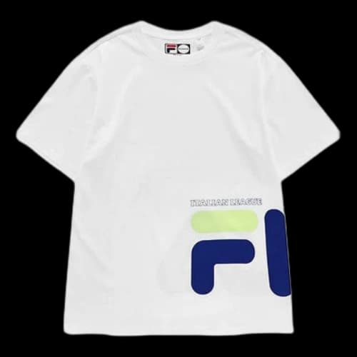 FILA FUSION Contrasting Colors Logo Round Neck Sports Short Sleeve White