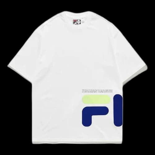 FILA FUSION Contrasting Colors Logo Round Neck Short Sleeve White