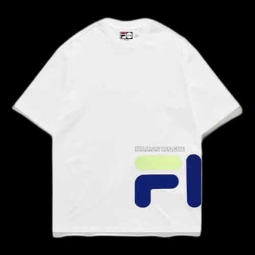FILA FUSION Contrasting Colors Logo Printing Loose Knit Sports Short Sleeve White