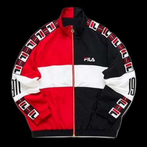 FILA MENS Multicolor Sports Stand Collar Tat Jacket Red