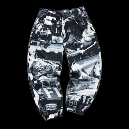 FILA FUSION Full Print Woven Casual Long Pants Black