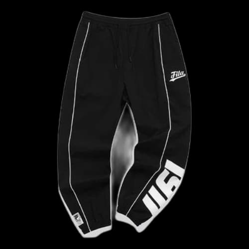 FILA Letter Printing Ventilate Ankle Banded Sports Pant Male Black