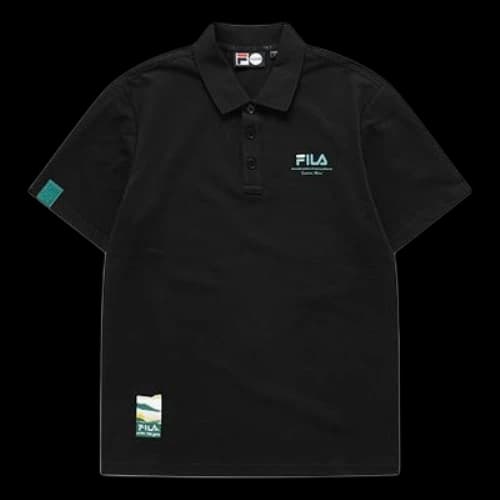 FILA FUSION Casual Sports Breathable Short Sleeve Polo Shirt Black