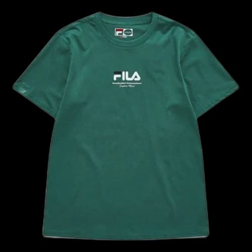 FILA FUSION Casual Sports Round Neck Printing Knit Short Sleeve Green