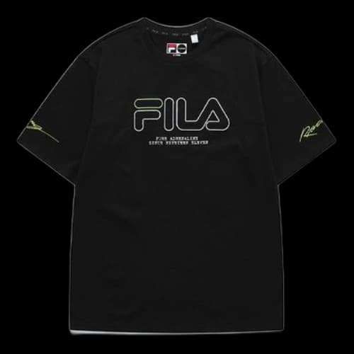 FILA FUSION Logo Embroidered Loose Sports Short Sleeve Black