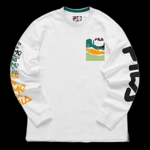 FILA FUSION Casual Sports Contrasting Colors Alphabet Loose Long Sleeves White