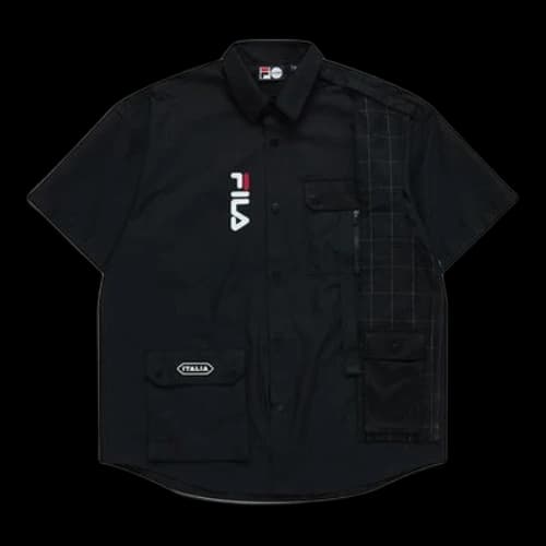 FILA FUSION Woven Pocket Cargo Short Sleeve Shirt Black