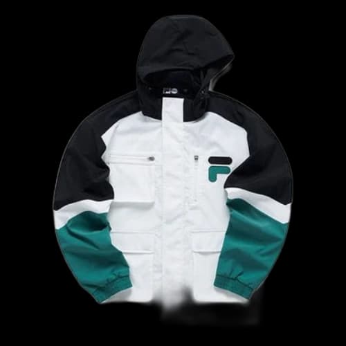 FILA FUSION Contrasting Colors Woven Loose Casual Sports Hooded Jacket White