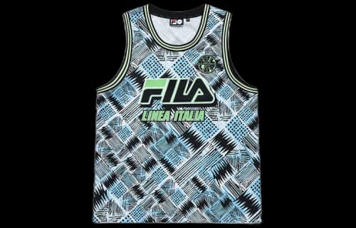 FILA FUSION Casual Sports All-Over Print Tank Top 'Teal Black White'