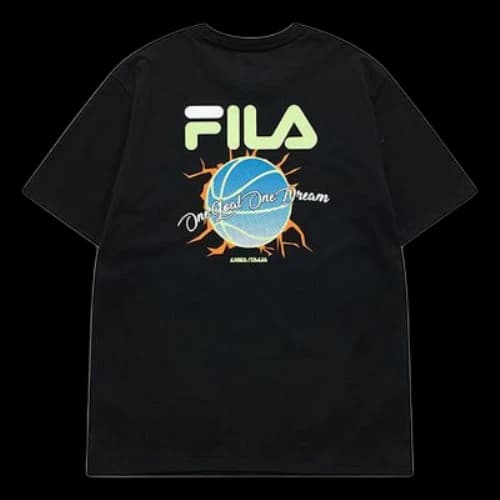 FILA FUSION Basketball Printing Loose Sports Short Sleeve Dark Black T-Shirt