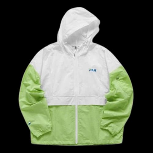 FILA FUSION Splicing Contrasting Colors Thin and light Woven Loose Hooded Jacket White