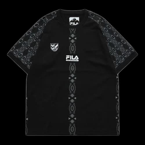 FILA FUSION x WM White Crossover Pattern Printing Loose Short Sleeve Dark Black T-Shirt