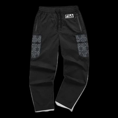 FILA FUSION x White Mountaineering Crossover Pocket Printing Loose Woven Sports Pants Black